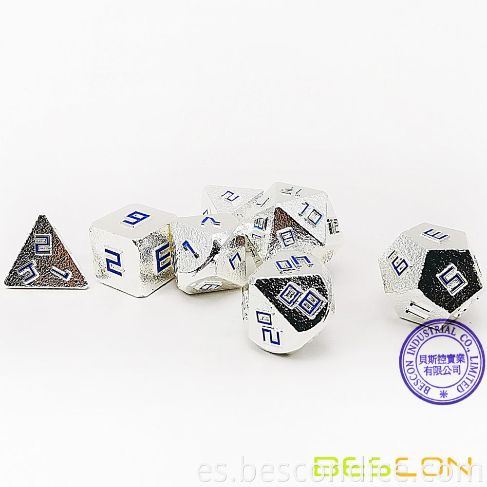 Shiny Silver Ore Lode Solid Metal Dice Set 2
